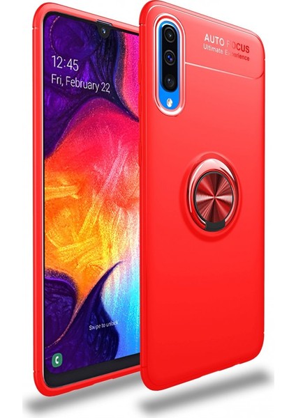 Samsung Galaxy A70 Kılıf Yüzüklü Silikon Range Kırmızı