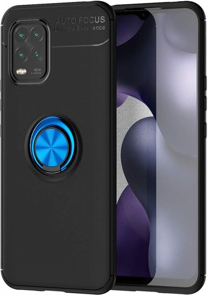 Xiaomi Mi 10 Lite Kılıf Yüzüklü Silikon Range Siyah-Mavi