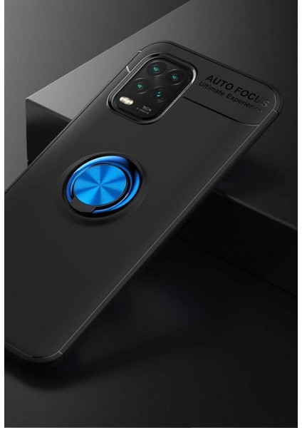 Xiaomi Mi 10 Lite Kılıf Yüzüklü Silikon Range Siyah-Mavi fiyatları