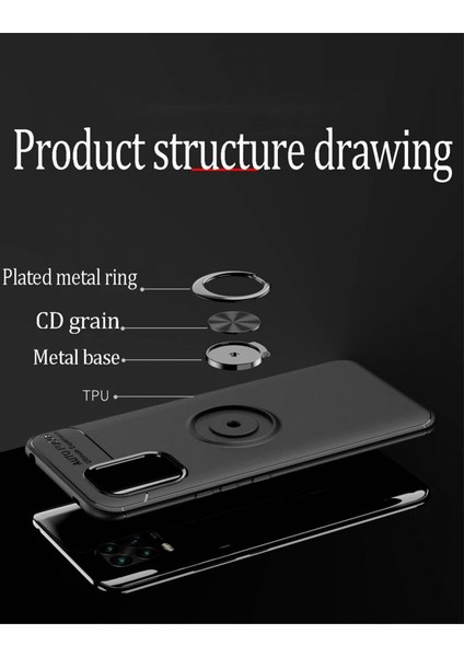 Xiaomi Mi 10 Lite Kılıf Yüzüklü Silikon Range Siyah-Mavi modelleri