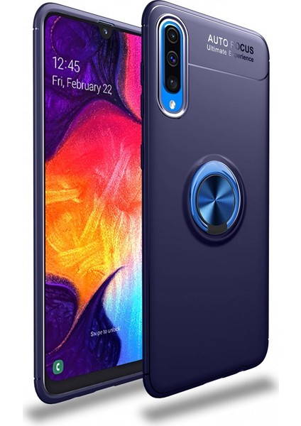 Samsung Galaxy A70 Kılıf Yüzüklü Silikon Range Mavi