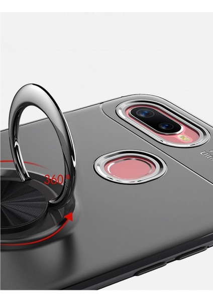 Oppo Ax7 Kılıf Yüzüklü Silikon Range Siyah-Mavi fırsatları