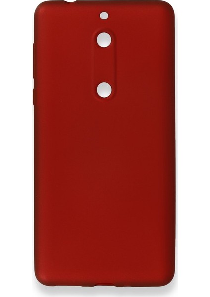 Nokia Nokia 5 Kılıf Yumuşak Dokulu Silikon + Ekran Koruyucu Cam Bordo