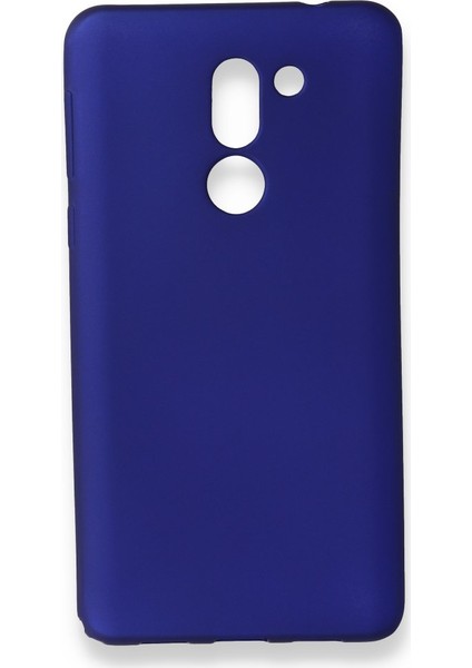 Huawei Gr5 2017 Kılıf Yumuşak Dokulu Silikon + Ekran Koruyucu Cam Lacivert