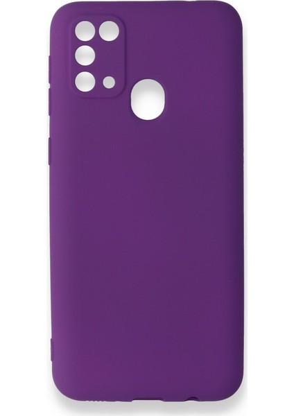 Samsung Galaxy M31 Kılıf Yumuşak Dokulu Silikon + Ekran Koruyucu Cam Mor