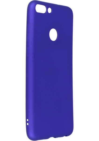 Huawei P Smart Kılıf Yumuşak Dokulu Silikon + Ekran Koruyucu Cam Mavi