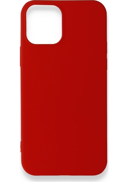 Apple iPhone 12 Kılıf Yumuşak Dokulu Silikon Koyu Kırmızı