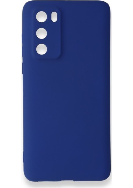 Huawei P40 Kılıf Yumuşak Dokulu Silikon + Ekran Koruyucu Cam Lacivert