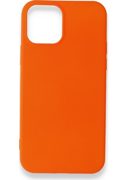 iPhone 12 Mini Kılıf Yumuşak Dokulu Silikon + Ekran Koruyucu Cam Turuncu