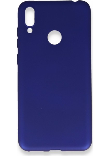Huawei Y7 2019 Kılıf Yumuşak Dokulu Silikon + Ekran Koruyucu Cam Lacivert