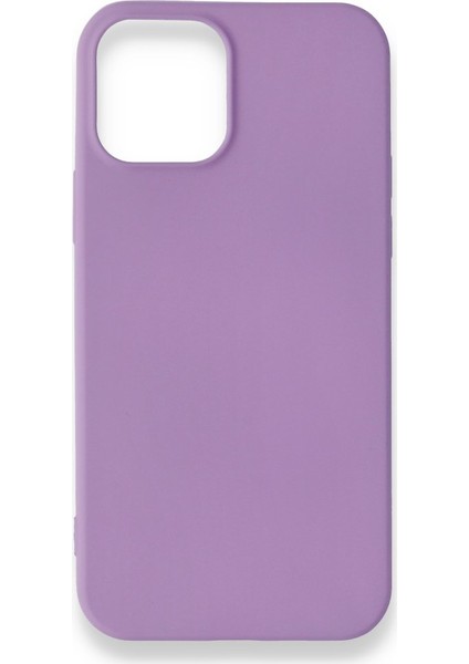 iPhone 12 Mini Kılıf Yumuşak Dokulu Silikon + Ekran Koruyucu Cam Lila