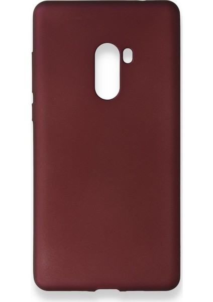 Xiaomi Mi Mix 2 Kılıf Yumuşak Dokulu Silikon + Ekran Koruyucu Cam Mürdüm