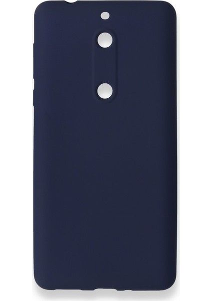 Nokia Nokia 5 Kılıf Yumuşak Dokulu Silikon + Ekran Koruyucu Cam Lacivert