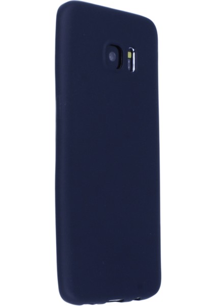 Samsung Galaxy S7 Edge Kılıf Yumuşak Dokulu Silikon + Ekran Koruyucu Cam Lacivert