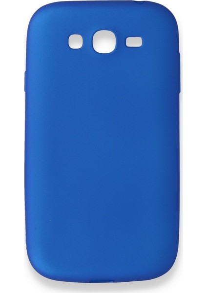 Samsung Galaxy Grand 9082 Kılıf Yumuşak Dokulu Silikon + Ekran Koruyucu Cam Mavi