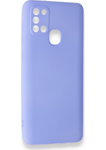 Samsung Galaxy A21S Kılıf Yumuşak Dokulu Silikon + Ekran Koruyucu Cam Lila fiyatları