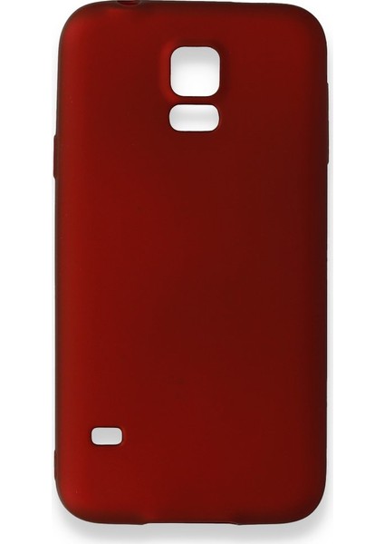 Samsung Galaxy S5 Kılıf Yumuşak Dokulu Silikon + Ekran Koruyucu Cam Bordo