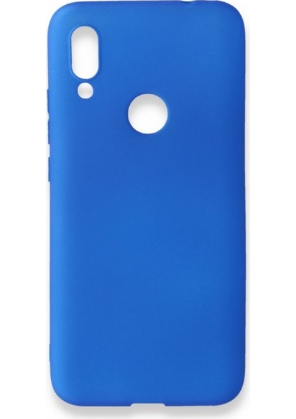 Xiaomi Redmi 7 Kılıf Yumuşak Dokulu Silikon + Ekran Koruyucu Cam Mavi