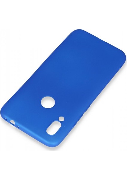 Xiaomi Redmi 7 Kılıf Yumuşak Dokulu Silikon + Ekran Koruyucu Cam Mavi