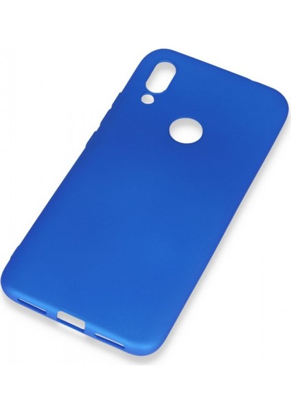 Xiaomi Redmi 7 Kılıf Yumuşak Dokulu Silikon + Ekran Koruyucu Cam Mavi