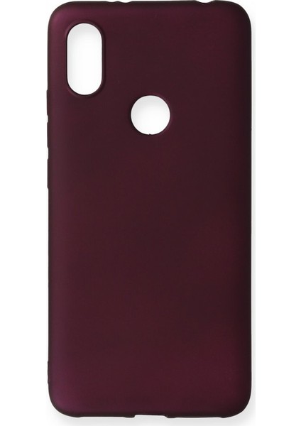 Xiaomi Redmi S2 Kılıf Yumuşak Dokulu Silikon + Ekran Koruyucu Cam Mürdüm