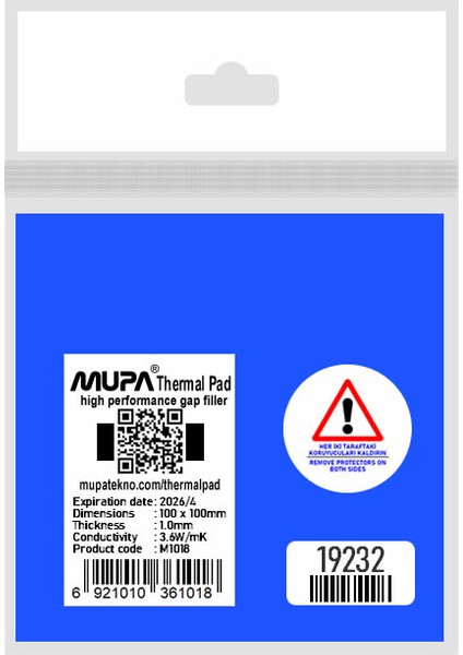 Termal Ped / Thermal Pad 1.0mm 3.6w/mk 100x100mm M1018