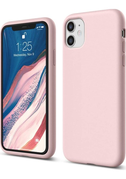 Apple iPhone 11 Kılıf Liquid Lansman Silikon Pudra Pembe