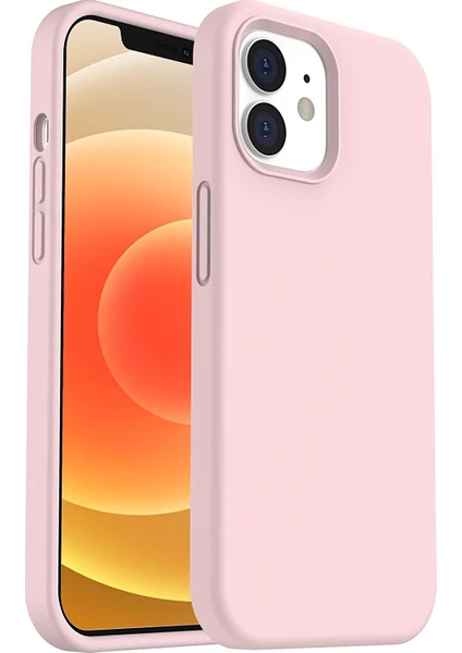 Apple iPhone 12 Kılıf Liquid Lansman Silikon Pembe