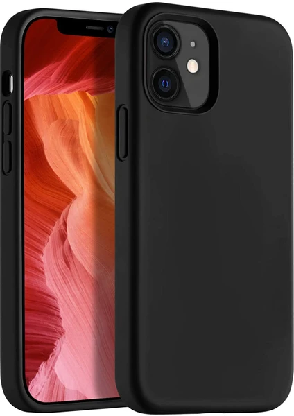 Apple iPhone 12 Pro Max Kılıf Liquid Lansman Silikon Siyah