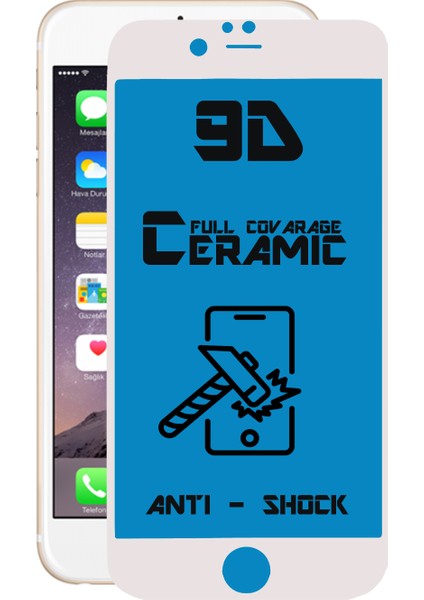 Apple iPhone 6s Plus Tam Kaplayan Seramik Nano Esnek Ekran Koruyucu Beyaz