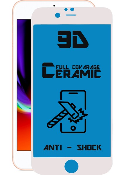Apple iPhone 8 Tam Kaplayan Seramik Nano Esnek Ekran Koruyucu Beyaz