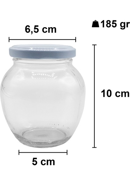 370 cc Kavanoz Metal Beyaz Konserve Kapaklı 370 ml Şeffaf Yumurta Cam Kavanoz 1 Adet