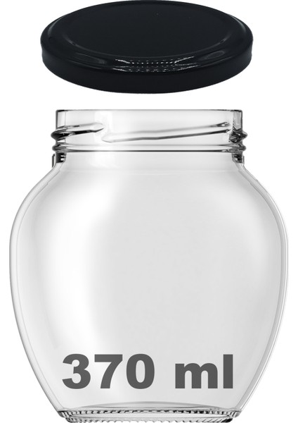 370 cc Kavanoz Metal Siyah Konserve Kapaklı 370 ml Şeffaf Yumurta Cam Kavanoz 1 Adet