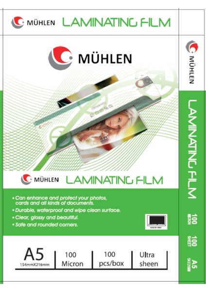 Laminasyon Makinesi Filmi 100 Mc A5 1 Paket 100 Adet