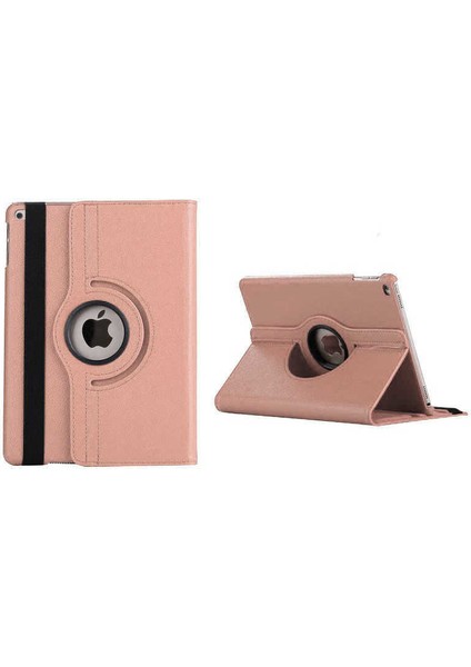 Apple iPad 7. Nesil 8. Nesil 2019 2020 10.2" Tablet Kılıfı Standlı 360° Dönebilen Deri Kılıf Rose Gold