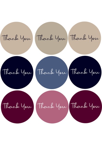 Renkli Thank You Sticker (4x4 Cm)