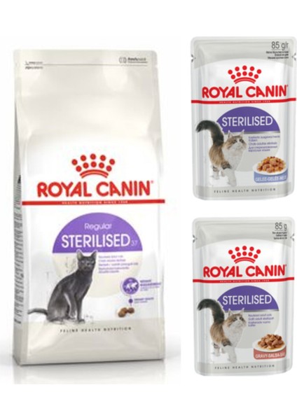 Sterilised 37 Kısır Kedi Kuru Maması 2 kg + 2 Adet Sterilised Kısır Kedi Yaş Maması 85 gr