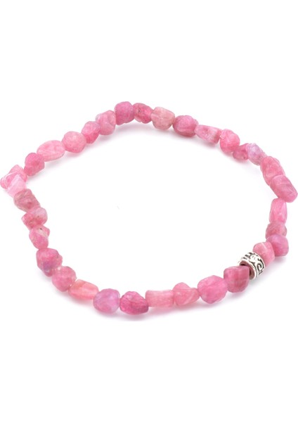 Hakiki Amorf Kesim Doğal Pembe Turmalin Taşı Bileklik