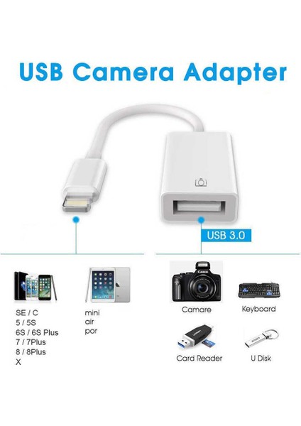 USB Kamera Adaptörü, USB Otg Kablo 8 Pin USB Adaptör