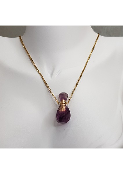 Paslanmaz Çelik, Purple Fluorıte 16X33 mm Şişe Kolye fırsatları