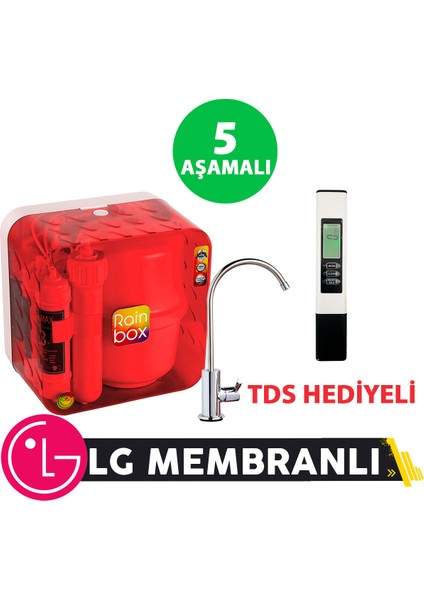 5 Aşamalı Rainbox Su Arıtma Cihazı (Kırmızı) + Tds