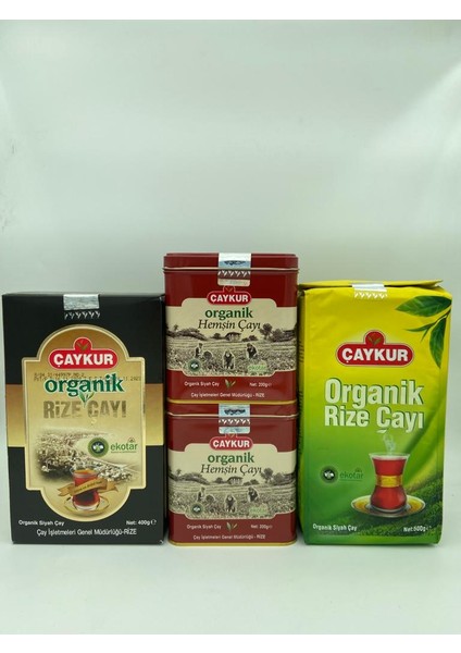 Organik Çay Üçlüsü (Hemşin 200 gr x 2 , Rize 400 Gr, Rize 500 Gr)