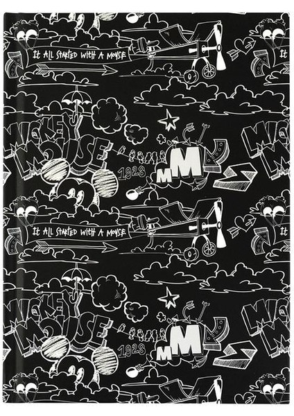 Mickey M.sert Kapak Defter 14 x 20 -96 Yaprak Çizgili - Desen 3