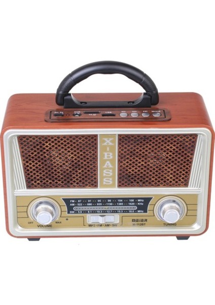 M-112 Bt Nostaljik Ahşap Retro Radyo Bluetooth Fm Sd Aux Us