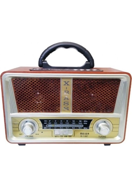 M-112 Bt Nostaljik Ahşap Retro Radyo Bluetooth Fm Sd Aux Us