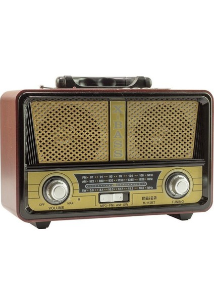 M-112 Bt Nostaljik Ahşap Retro Radyo Bluetooth Fm Sd Aux Us