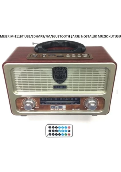 111 Bt Şarjlı Nostaljik Radyo Bluetootlu-Kumandalı Usb/sd Destekli