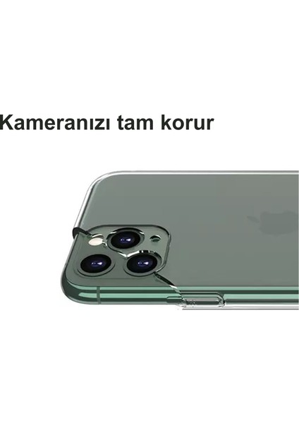 Apple iPhone 11 Pro Kılıf Şeffaf Silikon Kamera Lens Korumalı Şarj Girişi Tıpalı