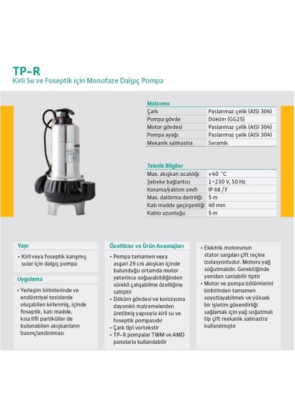 Tpr 10 Foseptik Pompası  1 Hp  1 1/2''