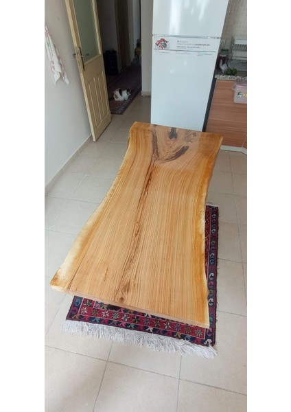 160x80 Kiraz Ağacı Doğal Kütük Mutfak Masası modelleri
